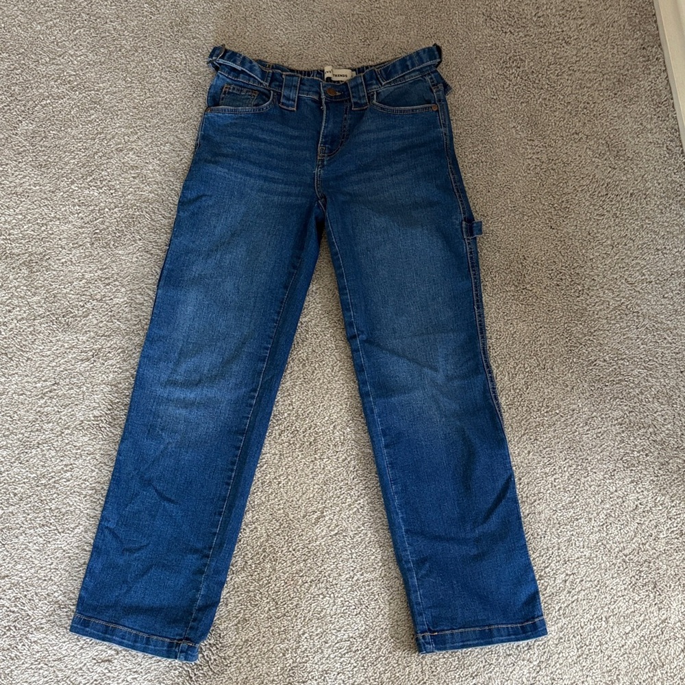 Blue Denim Cargo Style Straight Leg Jeans